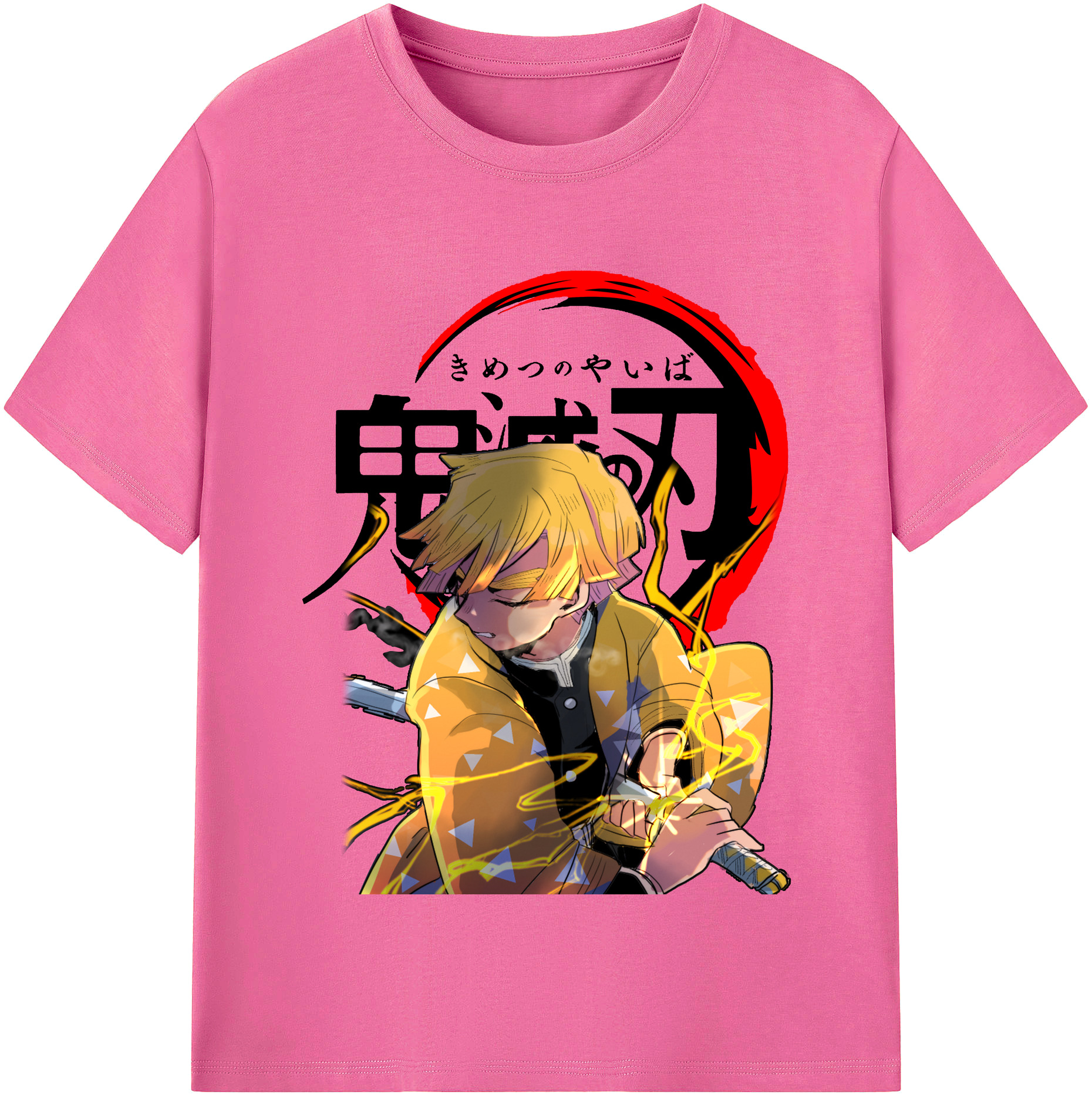 （画像用） 鬼滅の刃（きめつのやいば）我妻 善逸／あがつま ぜんいつ Agatsuma Zenitsu レディースカジュアルプリントTシャツ（綿100％）
